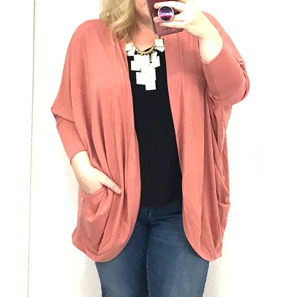 NEW Cocoon Wrap Cardigan 3/4 sleeve Knit PLUS Size - Picture 2 of 7